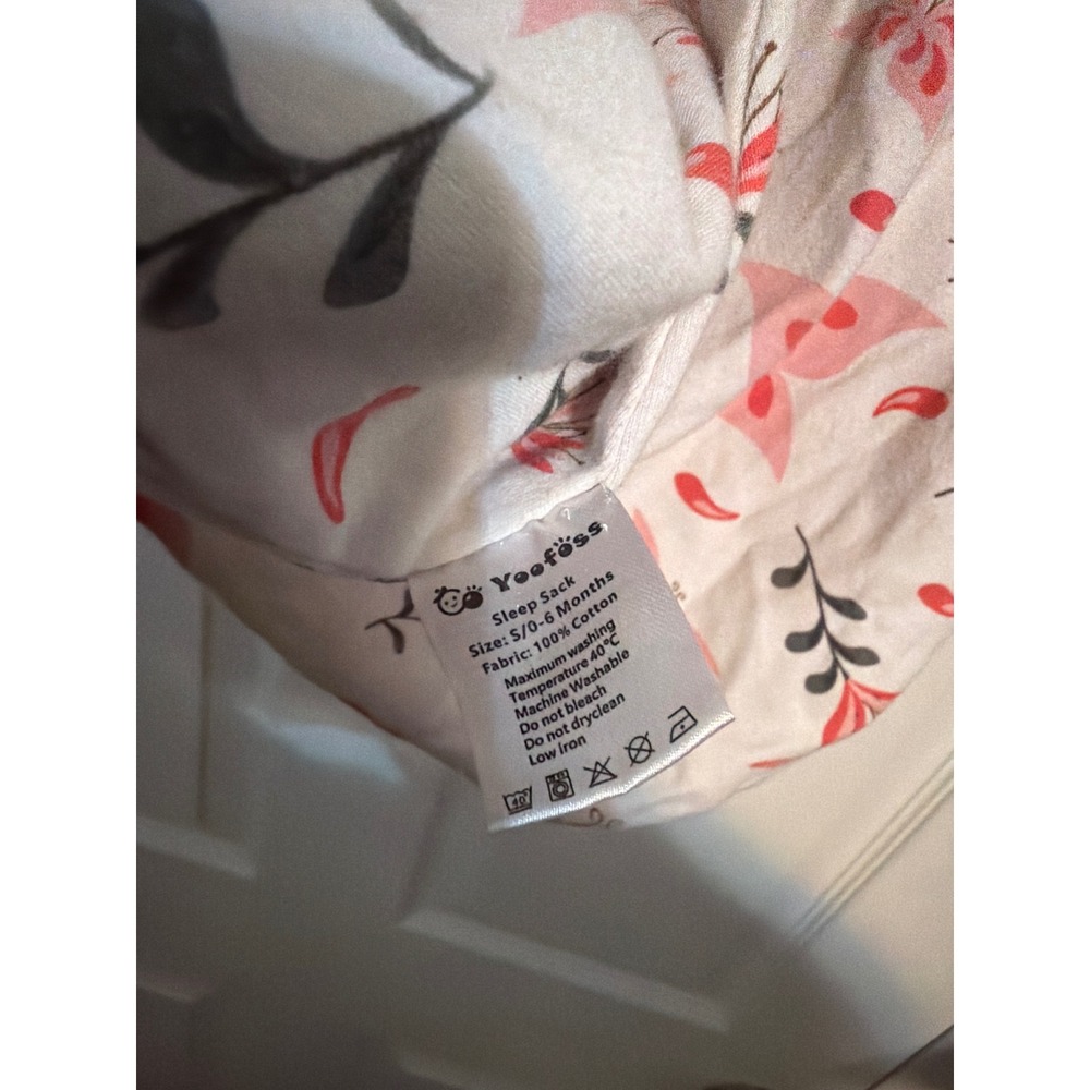 Yoofoss‎ Baby Sleep Sack 0-6 Months Pink Butterfly Floral 100% Cotton Swaddle S - Picture 2 of 3